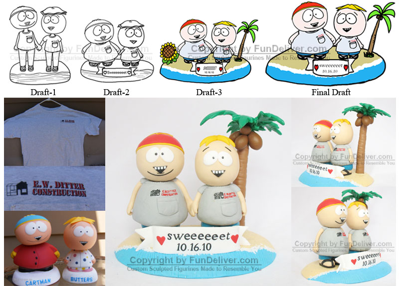 Cartman and Butters Wedding Cake Toppers